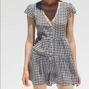 UO Rio Tiered Ruffle Button-Front Romper